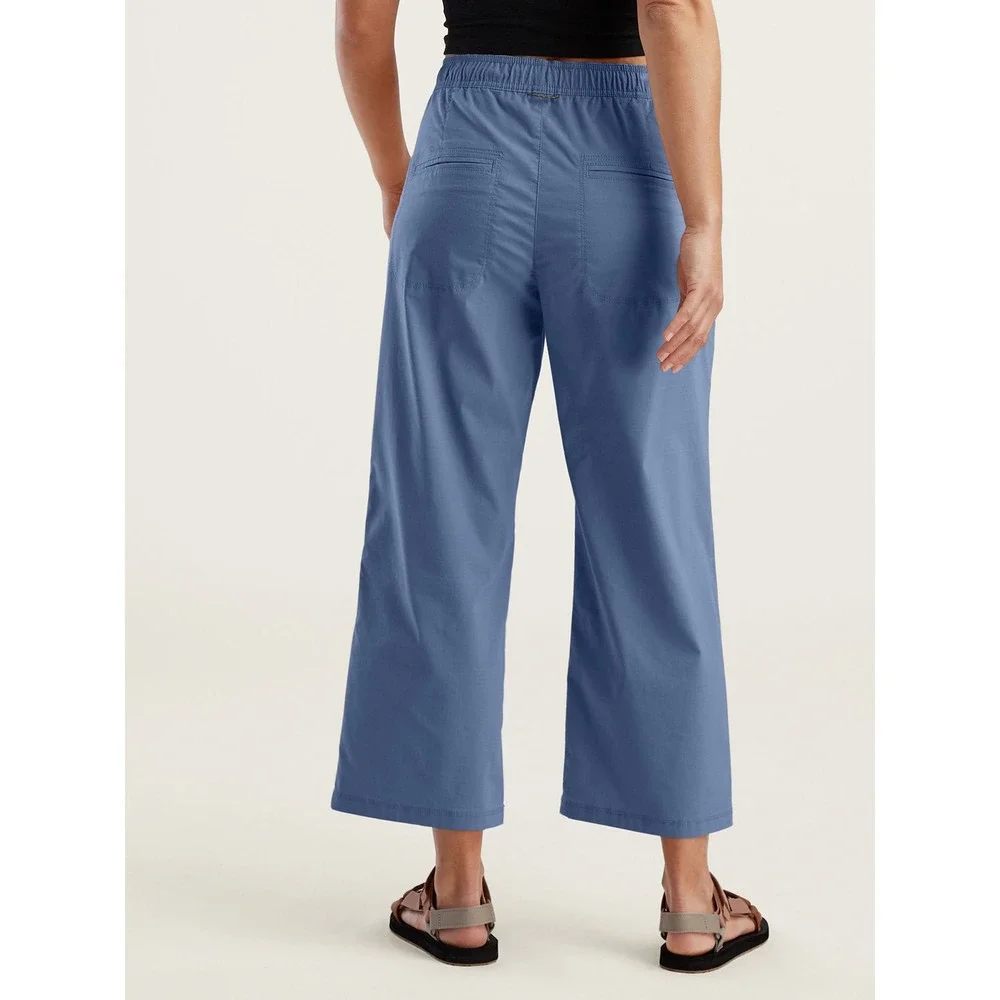 Title Nine Clamber Pants Womens Large Blue Wide Leg Crop Drawstring Outdoor